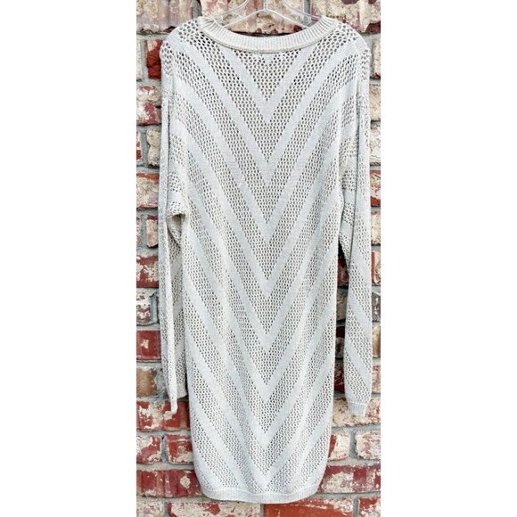 VTG David David Small Open Knit Sweater Dress Chevron USA Tan Neutral EUC - Picture 2 of 7